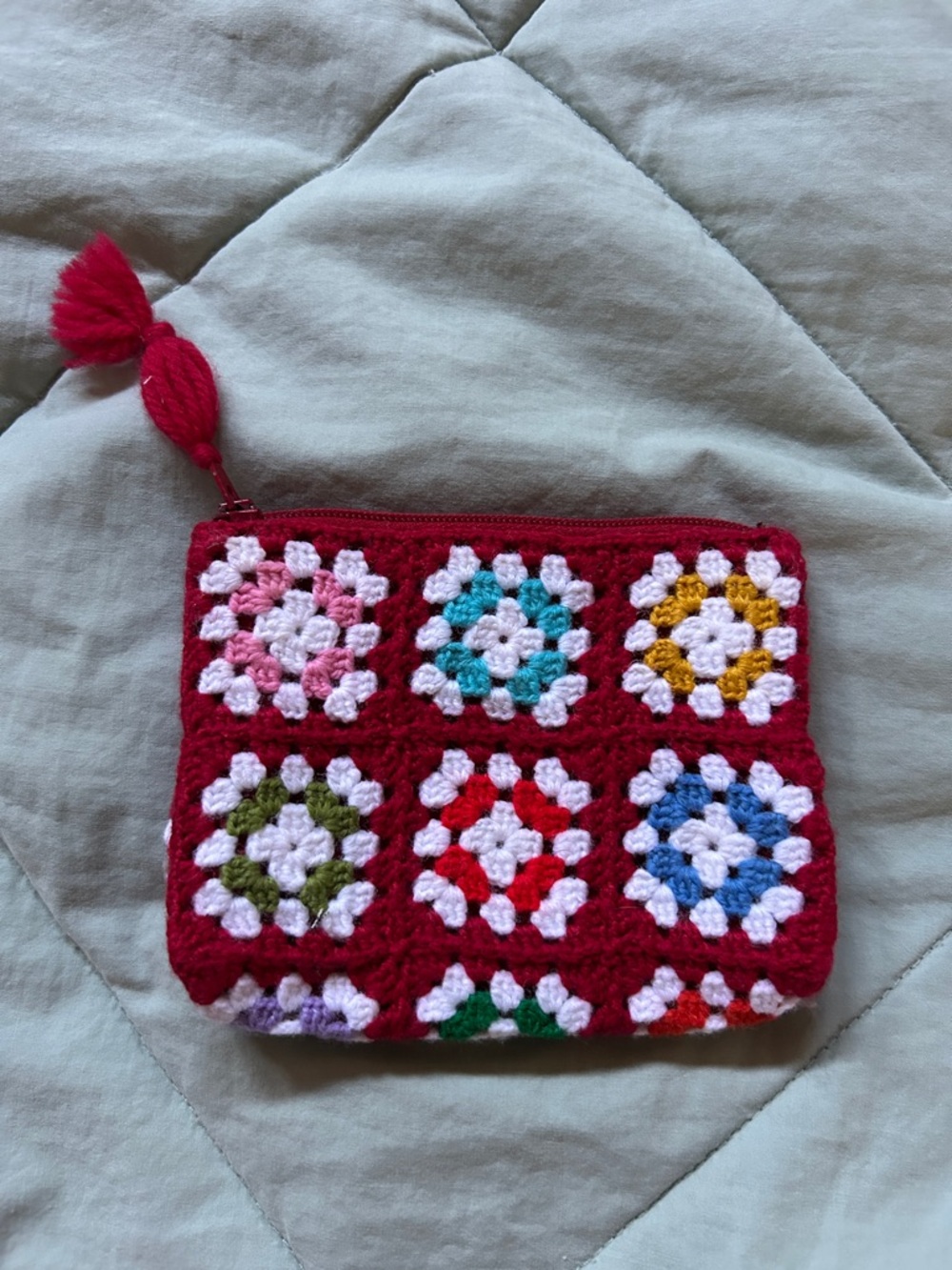 Handmade Crochet Granny Square Coin Purse